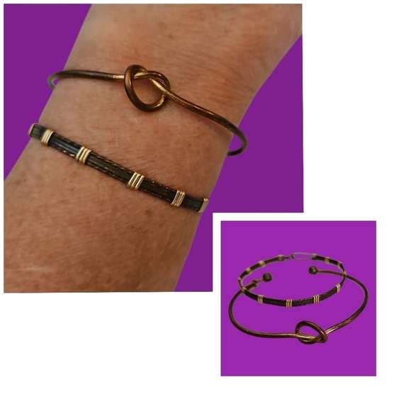 Vintage Jewelry - 3/$30 Rustic Knot Cuff Bracelet and Bronze Two-tone Bracelet